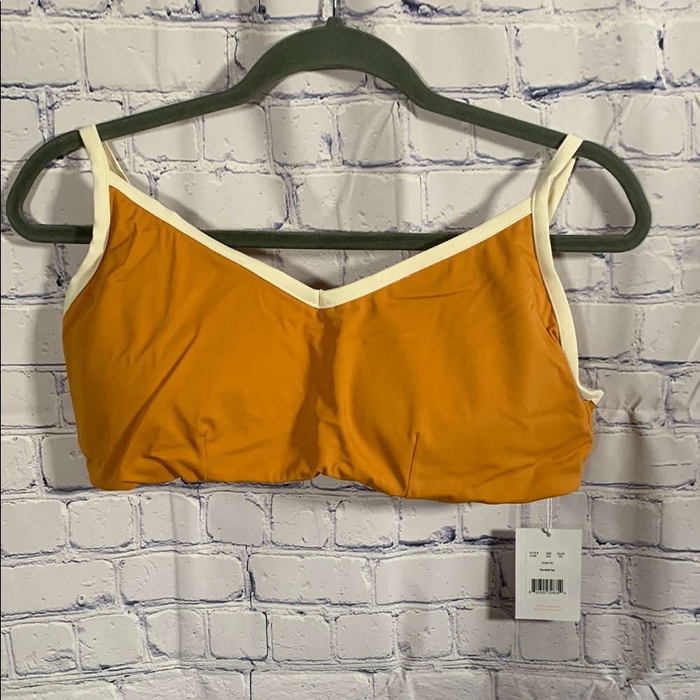 Andie Swim Women The Bells Bikini Top Gold & Cream Cruise Vacation Beach XXL NWT